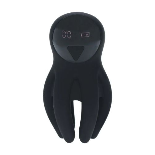 Levelz Digital Vibrating Silicone Penis Head Stimulator with Tentacles Black from Nice 'n' Naughty