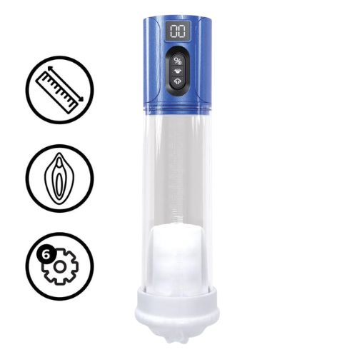 Pumped MaxLift 6 Function Suction Masturbator Pump Metallic Blue from Nice 'n' Naughty