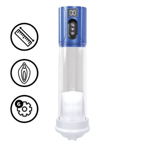 Pumped MaxLift 6 Function Suction Masturbator Pump Metallic Blue from Nice 'n' Naughty