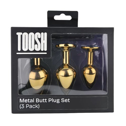 Toosh Metal Butt Plug Set Gold Set of 3 from Nice 'n' Naughty